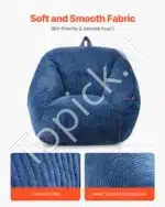 Mėlynas Platus Sėdmaišis Fotelis Su Porankiais, 90x85x79 cm, Veliūras, Viskoelastinis Užpildas - Image 3