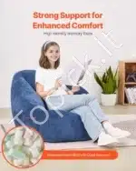 Mėlynas Platus Sėdmaišis Fotelis Su Porankiais, 90x85x79 cm, Veliūras, Viskoelastinis Užpildas - Image 4