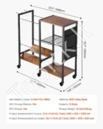 Meškerių Stovas su Ratukais 12 Vnt. Lazdoms, 94,8 cm x 30 cm x 83 cm, iš Plieno ir MDF - Image 7