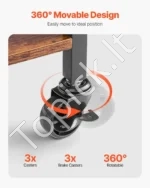 Meškerių Stovas su Ratukais 12 Vnt. Lazdoms, 94,8 cm x 30 cm x 83 cm, iš Plieno ir MDF - Image 4