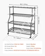 Meškerių Stovas su Ratukais 15 Vnt. Lazdoms, 117,7 cm x 43,3 cm x 108,7 cm, iš Legiruotojo Plieno - Image 7