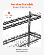 Meškerių Stovas su Ratukais 15 Vnt. Lazdoms, 117,7 cm x 43,3 cm x 108,7 cm, iš Legiruotojo Plieno - Image 5