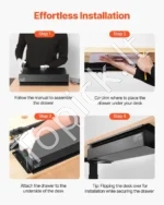 Metalinis Ištraukiamas Stalčius Po Stalu Su Lentyna, 440×223×101 mm - Image 6