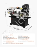 Metalo Juostinis Pjūklas 1,1kW, Pjovimas 170×300mm, 4 Greičiai, Horizontalus/Vertikalus, 0−45∘ Kampas - Image 7
