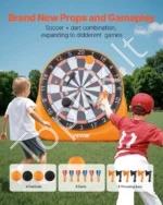 Milžiniškas Pripučiamas Futbolo Smiginis (Dartboard), 200 cm x 140 cm x 200 cm, Juodas, su 4 Kamuoliais ir 6 Smigiais - Image 2