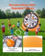 Milžiniškas Pripučiamas Futbolo Smiginis (Dartboard), 200 cm x 140 cm x 200 cm, Juodas, su 4 Kamuoliais ir 6 Smigiais - Image 6