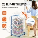 Mobilus Dailės Džiovinimo Stovas (25 Lentynos), 584 x 400 mm Lentynos - Image 3