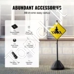 Mobilus Ketaus Kelio Ženklų Stovas, 1.5 metro Aukščio, Su U-formos Kanalu ir Ratukais, Juodas - Image 5