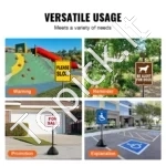 Mobilus Ketaus Kelio Ženklų Stovas, 1.5 metro Aukščio, Su U-formos Kanalu ir Ratukais, Juodas - Image 6