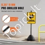 Mobilus Ketaus Kelio Ženklų Stovas, 1.5 metro Aukščio, Su U-formos Kanalu ir Ratukais, Juodas - Image 3