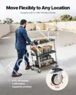 Mobilus Serviso Vežimėlis Dirbtuvėms su 3 Lentynomis, Juodas PP, 69,5x46x82,5 cm - Image 4