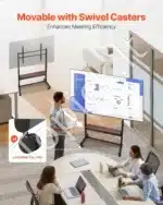 Mobilus TV Stovas Ant Ratukų Dideliems Televizoriams (55-100 Colių, iki 93 kg), Reguliuojamo Aukščio, VESA 800x600 mm, Juodas Plienas - Image 3