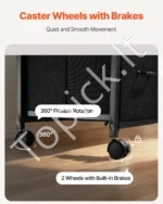 Moderni Juoda Mobili Spintelė Spausdintuvui ir Dokumentams su 3 Tekstilės Stalčiais – 75 x 40 x 68 cm - Image 6