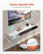 Moderni Pakabinama TV Spintelė, 140 cm Ilgio, Balta su Rotango Durelėmis - Image 3