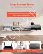 Moderni Pakabinama TV Spintelė, 140 cm Ilgio, Balta su Rotango Durelėmis - Image 4