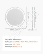 Modernus Apvalus LED Vonios Veidrodis 60 cm Skersmuo, 3 Spalvos - Image 7