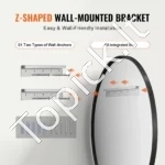 Modernus Apvalus Veidrodis 76,2 cm Skersmuo, Aliuminio Lydinio Rėmas - Image 5