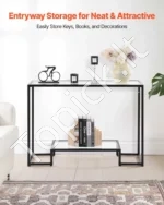 Modernus Konsolinis Staliukas su 2 Stiklo Lentynomis, 107 x 35,4 x 75,5 cm - Image 2