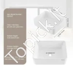 Modernus Stačiakampis Praustuvas Ant Stalviršio, Balta Keramika, Matmenys 48,2 x 37,3 x 13,5 cm - Image 6