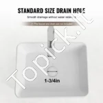 Modernus Stačiakampis Praustuvas Ant Stalviršio, Balta Keramika, Matmenys 48,2 x 37,3 x 13,5 cm - Image 2