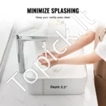 Modernus Stačiakampis Praustuvas Ant Stalviršio, Balta Keramika, Matmenys 48,2 x 37,3 x 13,5 cm - Image 3