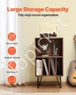 Modernus Vinilo Plokštelių Stovas su Metalinėmis Kojomis, 3 Aukštai - Image 2