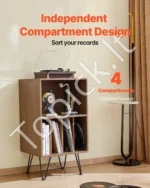 Modernus Vinilo Plokštelių Stovas su Metalinėmis Kojomis, 3 Aukštai - Image 3