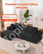 Modulinė Sofa L Formos Lounge stiliaus, 265x165x57 cm, Juodas Kordas, Didelės Apkrovos - Image 6