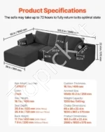 Modulinė Sofa L Formos Lounge stiliaus, 265x165x57 cm, Juodas Kordas, Didelės Apkrovos - Image 7