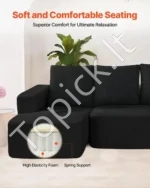 Modulinė Sofa L Formos Lounge stiliaus, 265x165x57 cm, Juodas Kordas, Didelės Apkrovos - Image 2