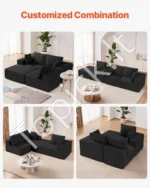 Modulinė Sofa L Formos Lounge stiliaus, 265x165x57 cm, Juodas Kordas, Didelės Apkrovos - Image 3