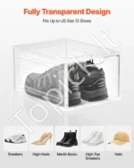 Modulinių Batų Dėžių Komplektas 12 Vnt.: Didelės, Skaidrios Dėžės,Baltas Rėmas, PP/PET Plastikas, 34x25x18.4 cm (Viena Dėžė) - Image 6