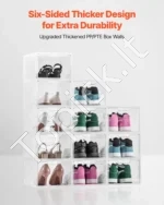 Modulinių Batų Dėžių Komplektas 12 Vnt.: Didelės, Skaidrios Dėžės,Baltas Rėmas, PP/PET Plastikas, 34x25x18.4 cm (Viena Dėžė) - Image 2