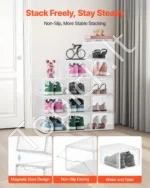 Modulinių Batų Dėžių Komplektas 12 Vnt.: Didelės, Skaidrios Dėžės,Baltas Rėmas, PP/PET Plastikas, 34x25x18.4 cm (Viena Dėžė) - Image 3