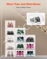 Modulinių Batų Dėžių Komplektas 12 Vnt.: Didelės, Skaidrios Dėžės,Baltas Rėmas, PP/PET Plastikas, 34x25x18.4 cm (Viena Dėžė) - Image 4