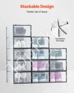 Modulinių Batų Dėžių Komplektas 12 Vnt. Skaidrios, Juodas Rėmas, PP/PS Plastikas, 33.4x23x14.5 cm (Viena Dėžė) - Image 2