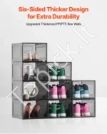 Modulinių Batų Dėžių Komplektas 9 Vnt.: Didelės, Juodas Rėmas, PP/PET Plastikas, 34x25x18.4 cm (Viena Dėžė) - Image 2