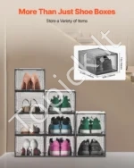 Modulinių Batų Dėžių Komplektas 9 Vnt.: Didelės, Juodas Rėmas, PP/PET Plastikas, 34x25x18.4 cm (Viena Dėžė) - Image 4