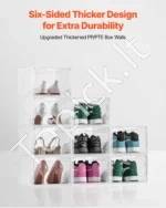 Modulinių Batų Dėžių Komplektas 9 Vnt.: Didelės, Skaidrios Dėžės Baltas Rėmas, PP/PET Plastikas, 34x25x18.4 cm (Viena Dėžė) - Image 2