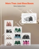 Modulinių Batų Dėžių Komplektas 9 Vnt.: Didelės, Skaidrios Dėžės Baltas Rėmas, PP/PET Plastikas, 34x25x18.4 cm (Viena Dėžė) - Image 4