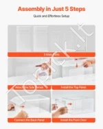 Modulinių Batų Dėžių Komplektas 9 Vnt.: Didelės, Skaidrios Dėžės Baltas Rėmas, PP/PET Plastikas, 34x25x18.4 cm (Viena Dėžė) - Image 5