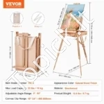 Molbertas-Dėžė (Ešelė) Iki 86.5 cm Drobėms, Iš Buko Medžio, 56 x 44 x 17 cm - Image 5