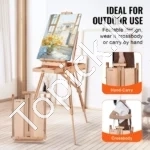 Molbertas-Dėžė (Ešelė) Iki 86.5 cm Drobėms, Iš Buko Medžio, 56 x 44 x 17 cm - Image 2