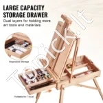 Molbertas-Dėžė (Ešelė) Iki 86.5 cm Drobėms, Iš Buko Medžio, 56 x 44 x 17 cm - Image 3