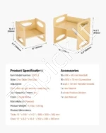 Montessori Medinis Konvertuojamas Mokymosi Bokštelis, Staliukas ir Kėdutė 3-in-1 - Image 6