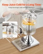 Nerūdijančio Plieno Gėrimų Dozatorius / Sulčių Talpykla 8 L su Kraneliu 270x350x560 mm, Sidabrinė - Image 3