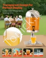 Nerūdijančio Plieno Gėrimų Dozatorius / Sulčių Talpykla 8 L su Kraneliu 270x350x560 mm, Sidabrinė - Image 4