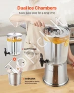 Nerūdijančio Plieno Gėrimų Dozatorius / Sulčių Talpykla 8 L su Kraneliu 300x240x570 mm, Sidabrinė - Image 3