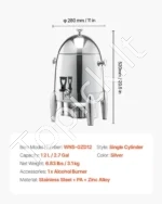 Nerūdijančio Plieno Termo Gėrimų Dozatorius 12 L, Karštiems ir Šaltiems Gėrimams 280x280x520 mm, Sidabrinis - Image 7