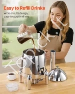 Nerūdijančio Plieno Termo Gėrimų Dozatorius 12 L, Karštiems ir Šaltiems Gėrimams 280x280x520 mm, Sidabrinis - Image 5